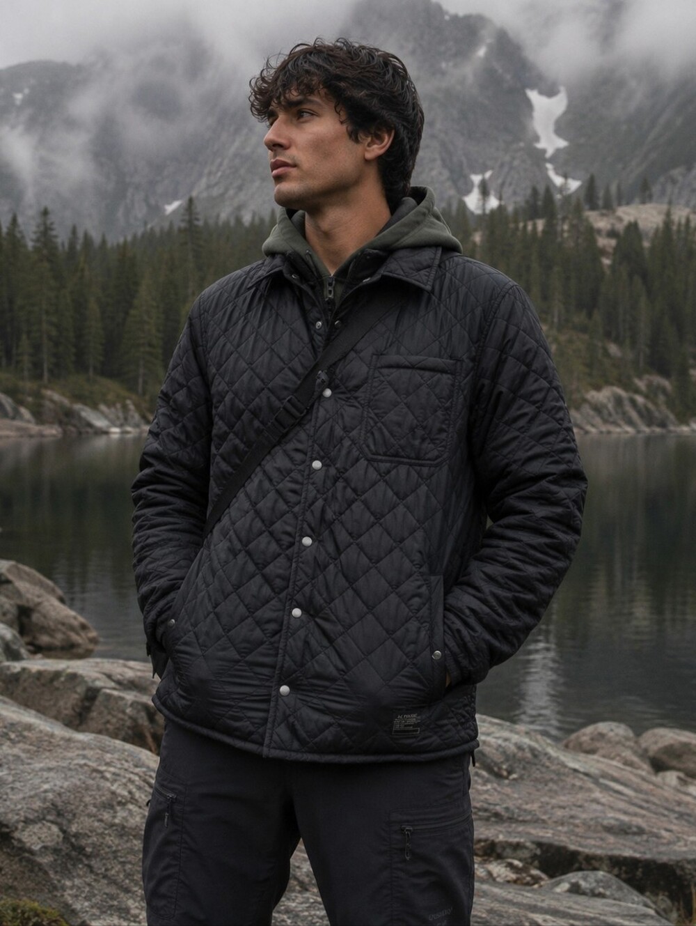 Altamont Quilted Snap Front Jacket Men's XL Black Lightweight Skate Streetwear